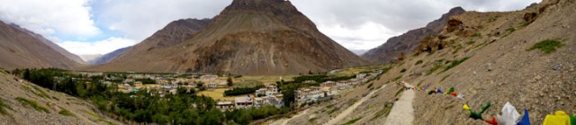 View of Tabo Village from cave sites, Spiti, India